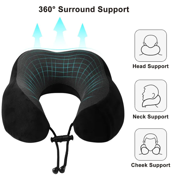 Memory Foam U-Shaped Neck Pillow Neck Cushion Soft Neckrest Pad Portable Travel Pillow Cervical Healthcare Massage Neck Pillow