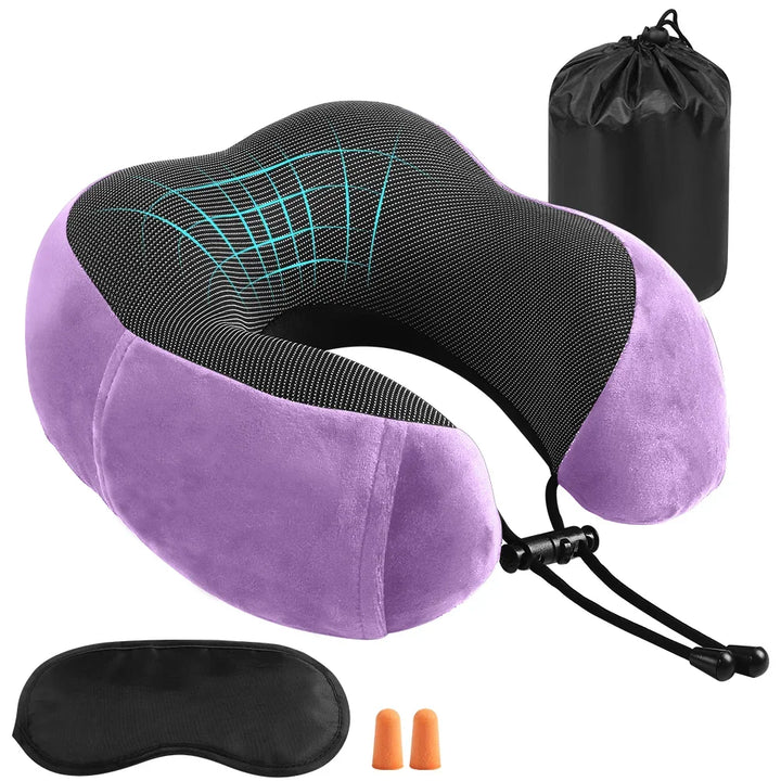 Memory Foam U-Shaped Neck Pillow Neck Cushion Soft Neckrest Pad Portable Travel Pillow Cervical Healthcare Massage Neck Pillow