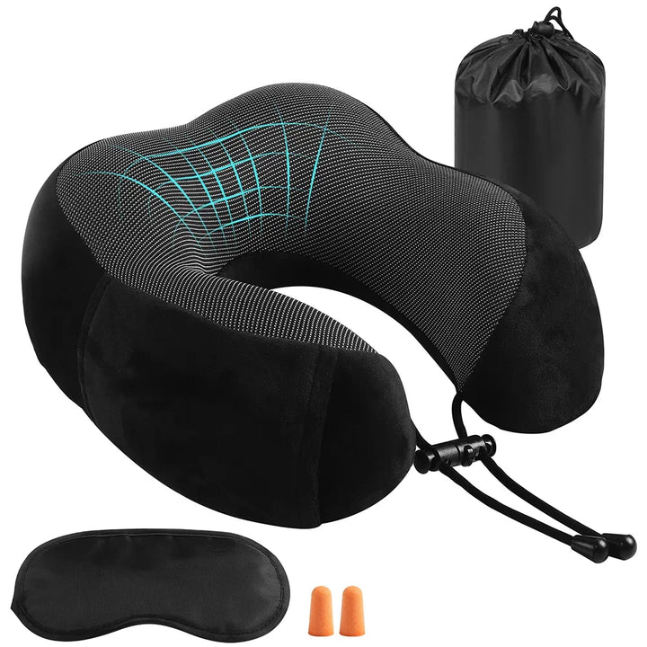 Memory Foam U-Shaped Neck Pillow Neck Cushion Soft Neckrest Pad Portable Travel Pillow Cervical Healthcare Massage Neck Pillow