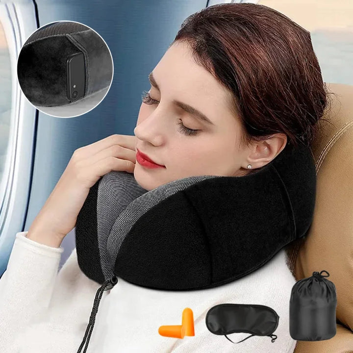Memory Foam U-Shaped Neck Pillow Neck Cushion Soft Neckrest Pad Portable Travel Pillow Cervical Healthcare Massage Neck Pillow