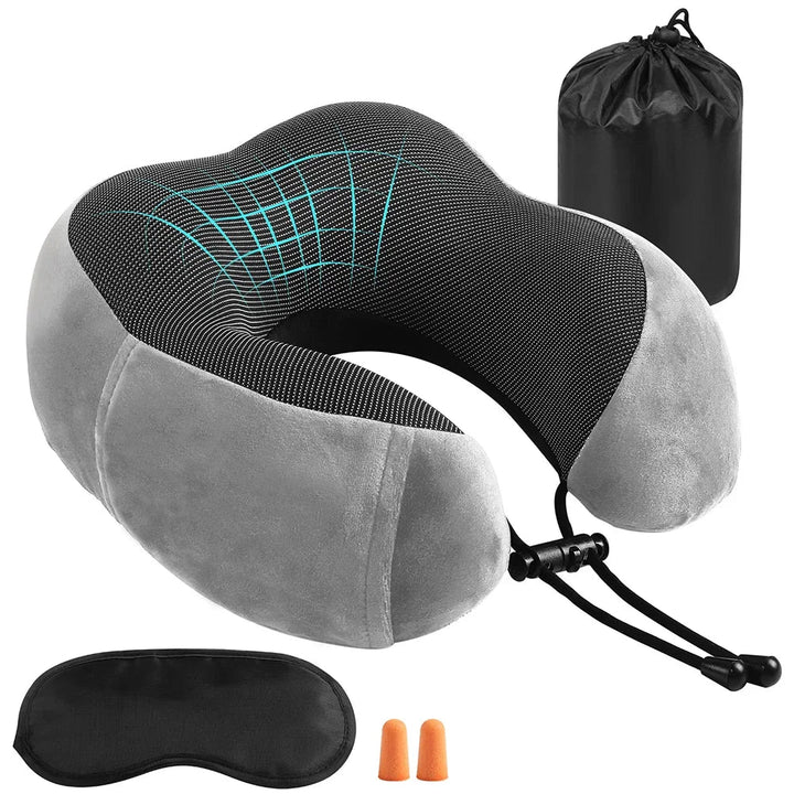 Memory Foam U-Shaped Neck Pillow Neck Cushion Soft Neckrest Pad Portable Travel Pillow Cervical Healthcare Massage Neck Pillow